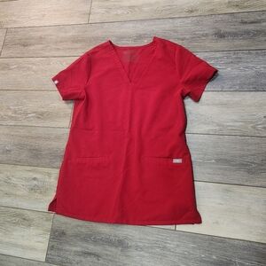 Figs Winning Red V-Neck Scrub Top Size Xsmall